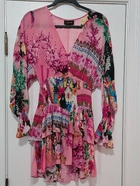 Czarina - Viscose Silk Floral Tiered Dress